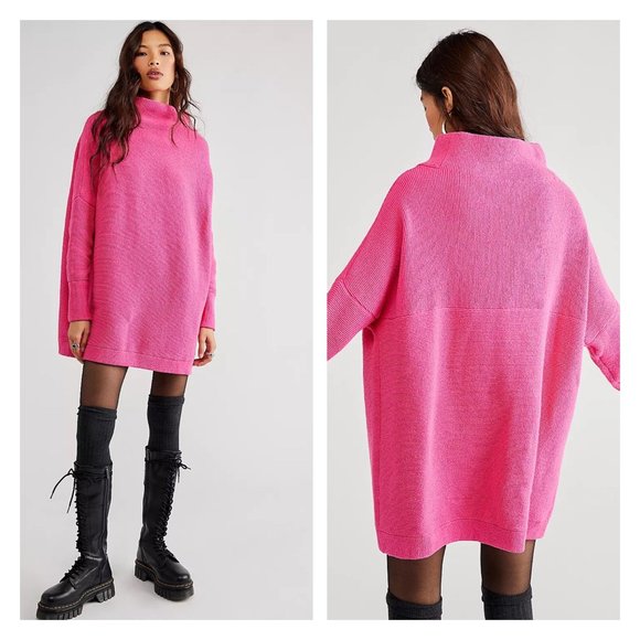 Free People Sweaters - Free People Ottoman Slouchy Tunic Raspberry Rose Pink Size Medium Oversized H82